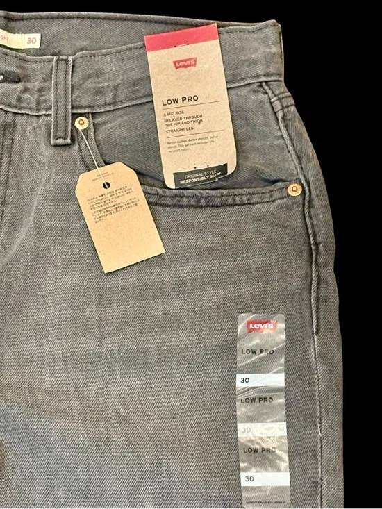 Levi’s Low Pro Straight Leg Gray Bleach Splatter Jeans Size 30 NWT-Y2K-Grunge - Picture 3 of 16
